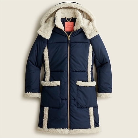JCrew snow day puffer jacket coat with NWT primaloft navy blue - Picture 1 of 8